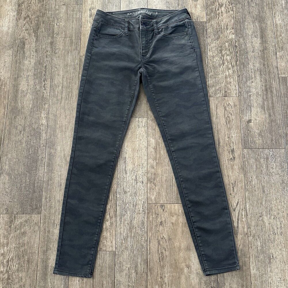 American Eagle JEGGING Womens Size 2 Army Camo Low Rise Jeans Denim Pants 27x29